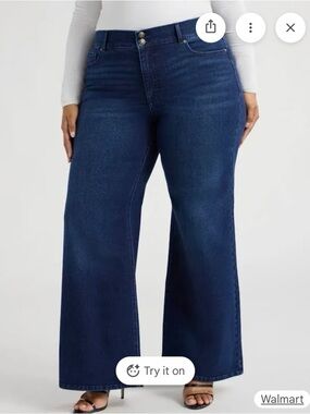 sofia by sofia vergara Dark Blue Wide-Leg High-Rise Jeans